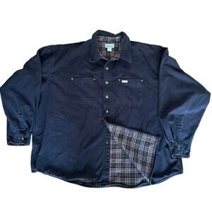 Carhartt Flannel Lined Work Shirt Jacket 4XL Navy Snap Button Heavy Canvas